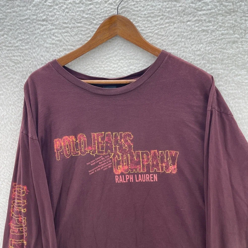 Y2K Polo Jeans Co Ralph Lauren Shirt Mens 2XL Red Vintage Logo Preppy 90s 2000s